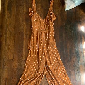 American eagle Rust orange polka dotted tank romper